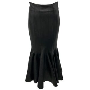 ANOUKI BLACK VEGAN LEATHER FLARE SKIRT